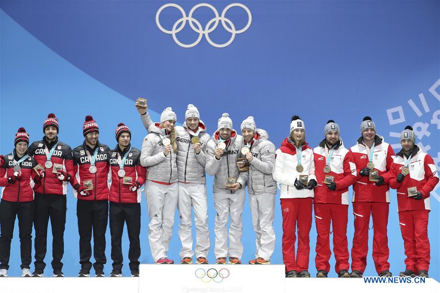 (SP)OLY-SOUTH KOREA-PYEONGCHANG-LUGE-TEAM RELAY-MEDAL CEREMONY