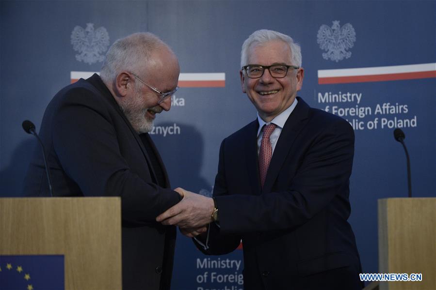 POLAND-WARSAW-EUROPEAN COMMISSION-TIMMERMANS-VISIT