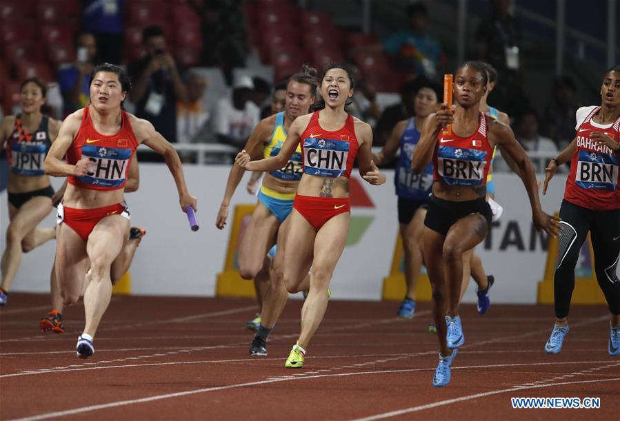 (SP)INDONESIA-JAKARTA-ASIAN GAMES-ATHLETICS-WOMEN'S 4X100M RELAY