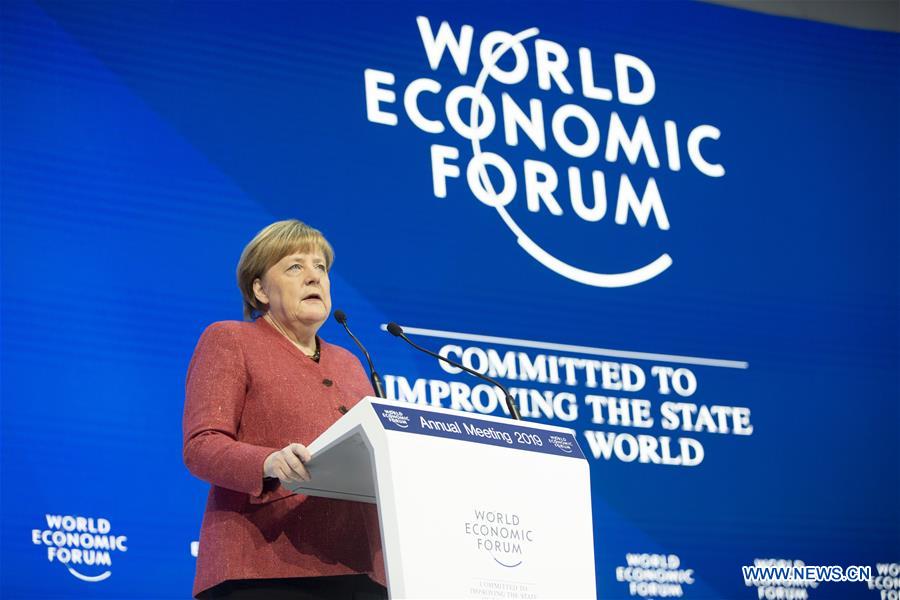 SWITZERLAND-DAVOS-WORLD ECONOMIC FORUM-GERMANY-MERKEL