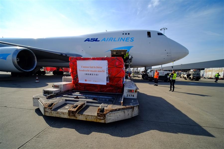  BELGIUM-LIEGE-COVID-19-CHINA-DONATED MASKS-ARRIVAL