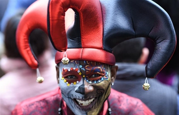 People participate in Day of Dead Parade in Mexico