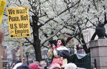 People take part in anti-war protest in New York