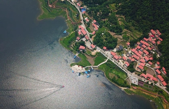 Aerial view of lake scenery in Guiyang, SW China